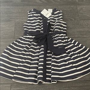 NWT Crewcuts Navy and White Striped Kids Dress with Bow